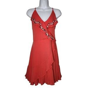 Francesca's Collection Women Dresses, Floral Spaghetti Strap Faux Wrap Dress, M